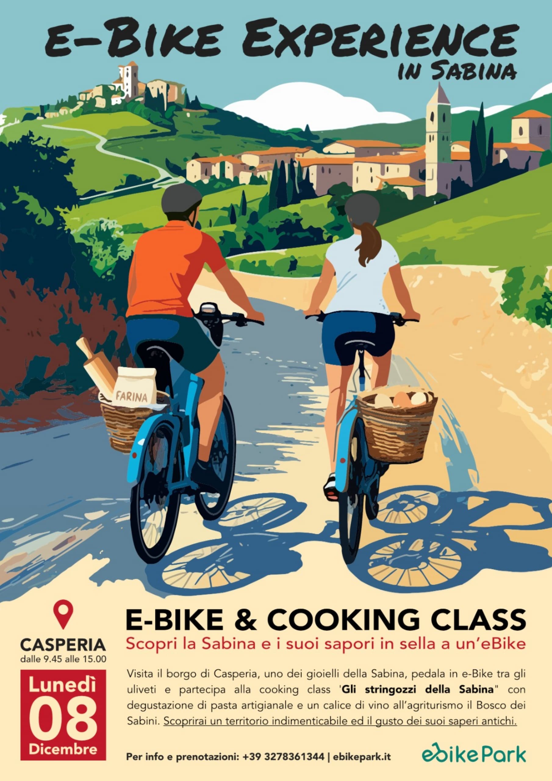 Pedal, Pasta, and Panoramas: E-Bike & Cooking Class in Casperia