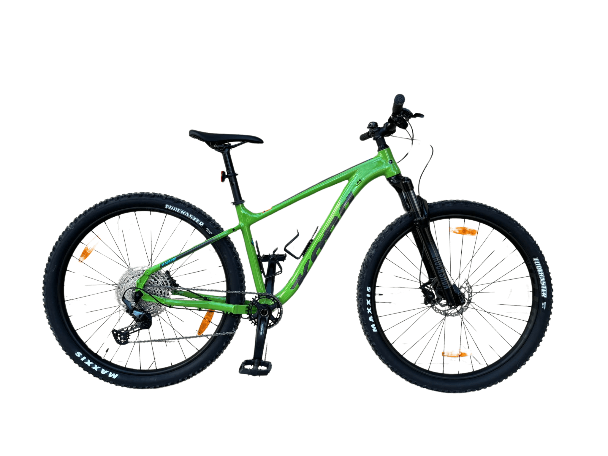 Green mountain bike for off-road trail cycling and adventure
