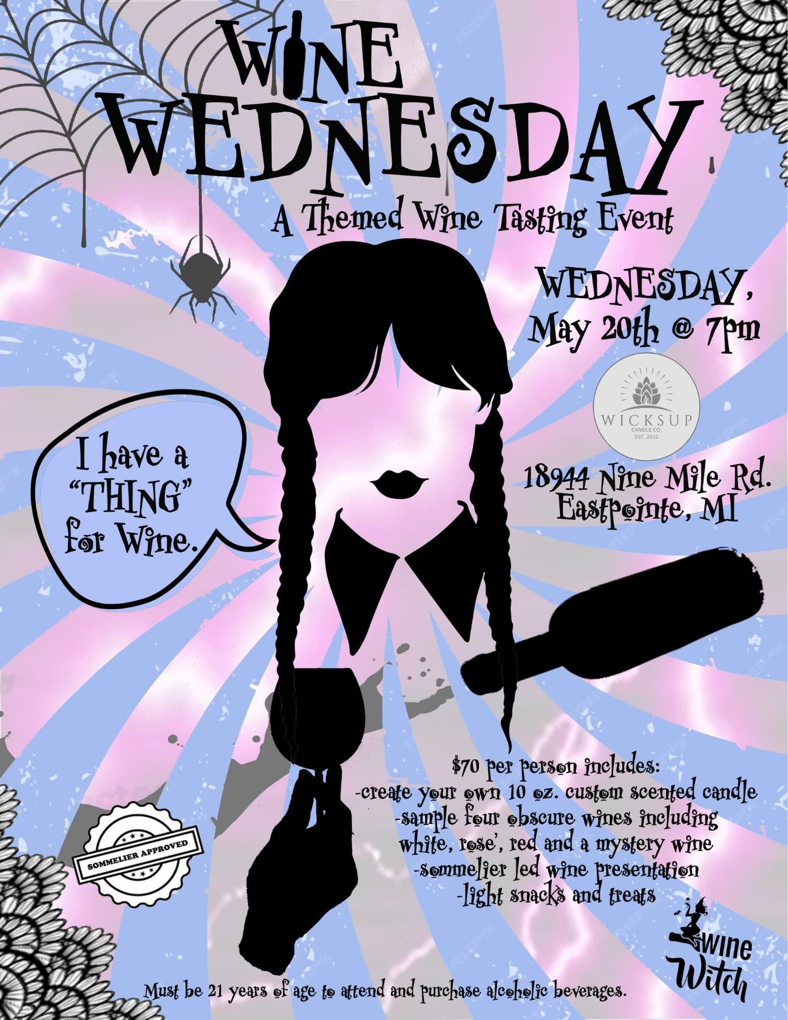 Wednesday Addams Wine & Candle Night in Eastpointe