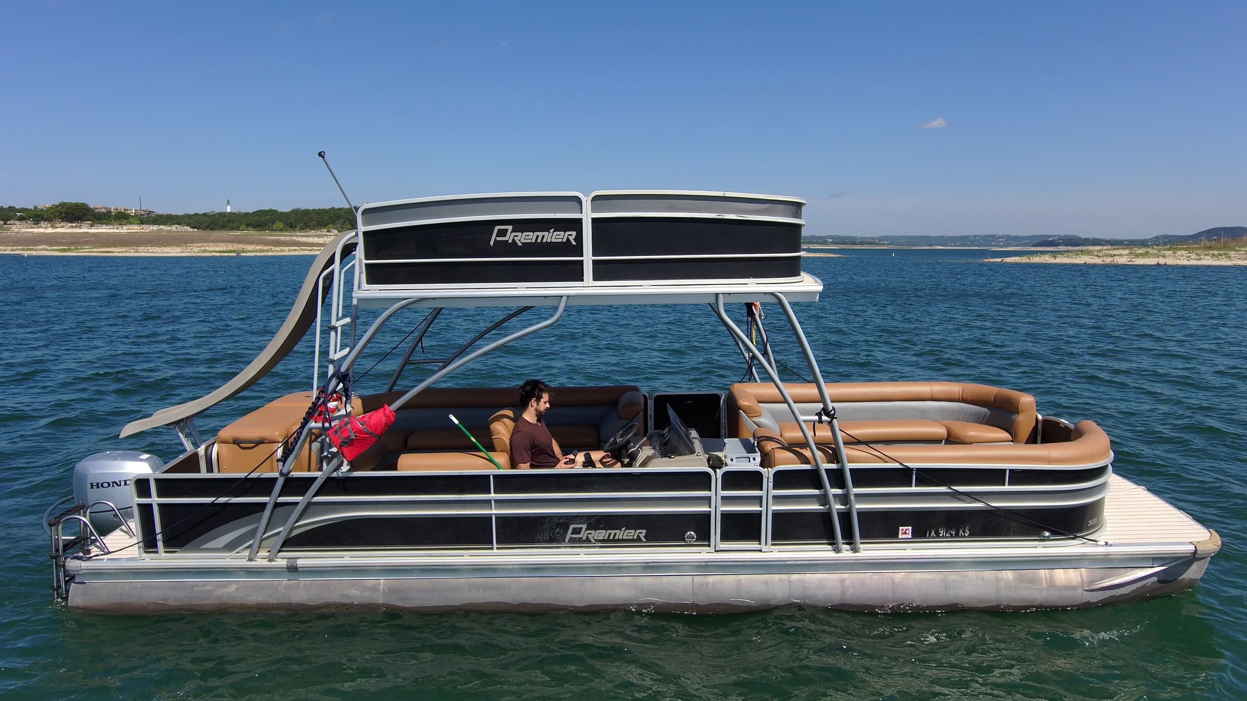 Luxury Double Decker Tritoon Boat Rental on Lake Travis, Austin