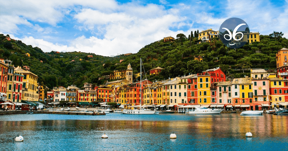 Colorful seaside village waterfront and harbor view for tours