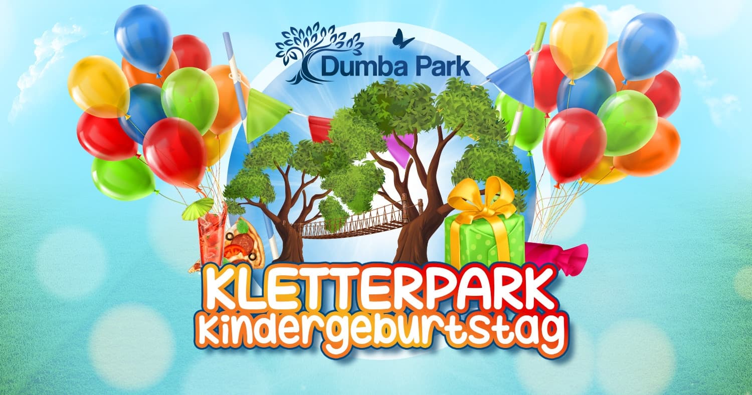 Kletterpark climbing park birthday banner with balloons