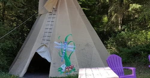 Dragonfly Fire Teepee Camping at AYH Ranch, Vashon WA