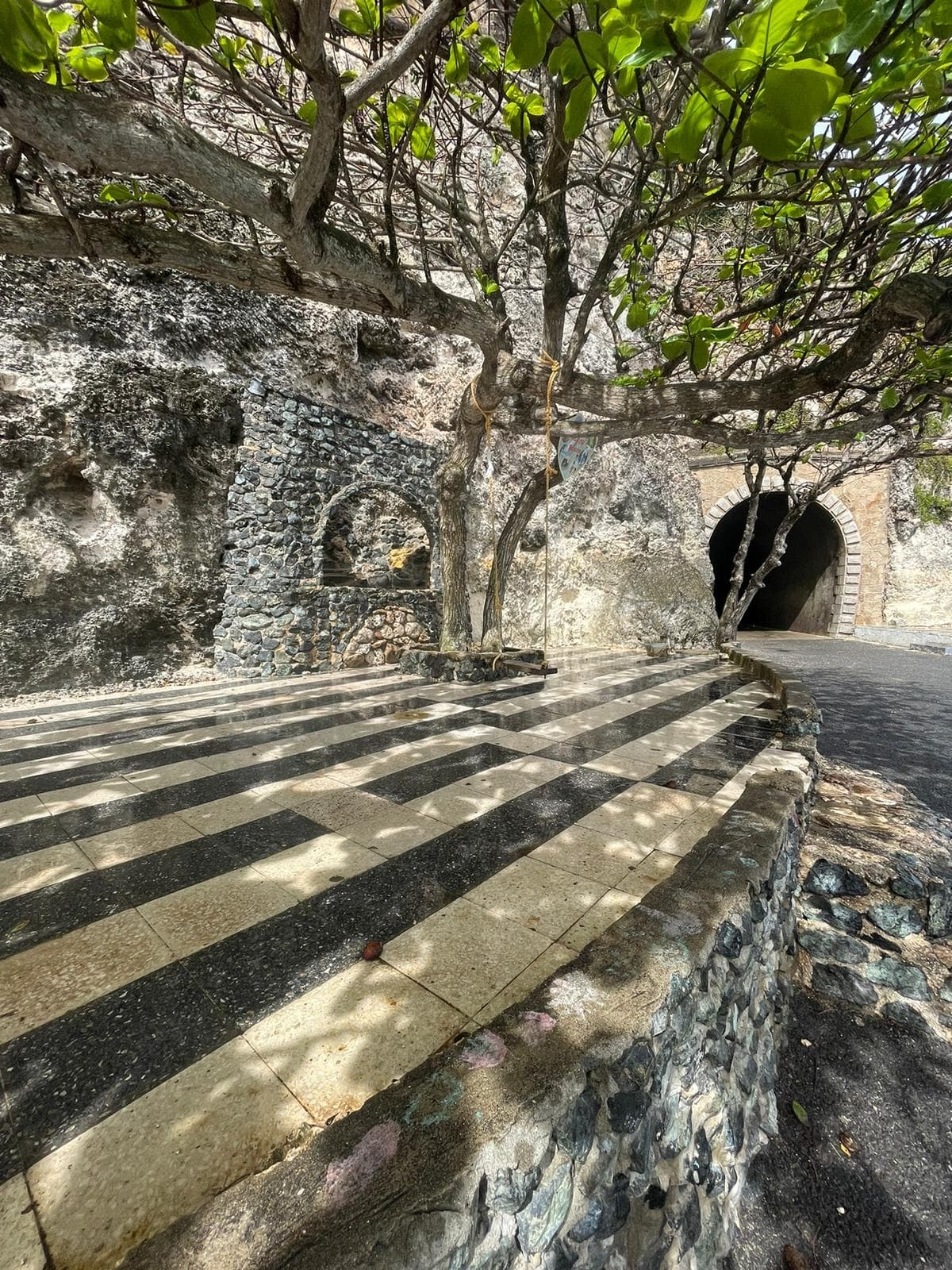 Historic fort walkway at coastal ruins in Puerto Rico