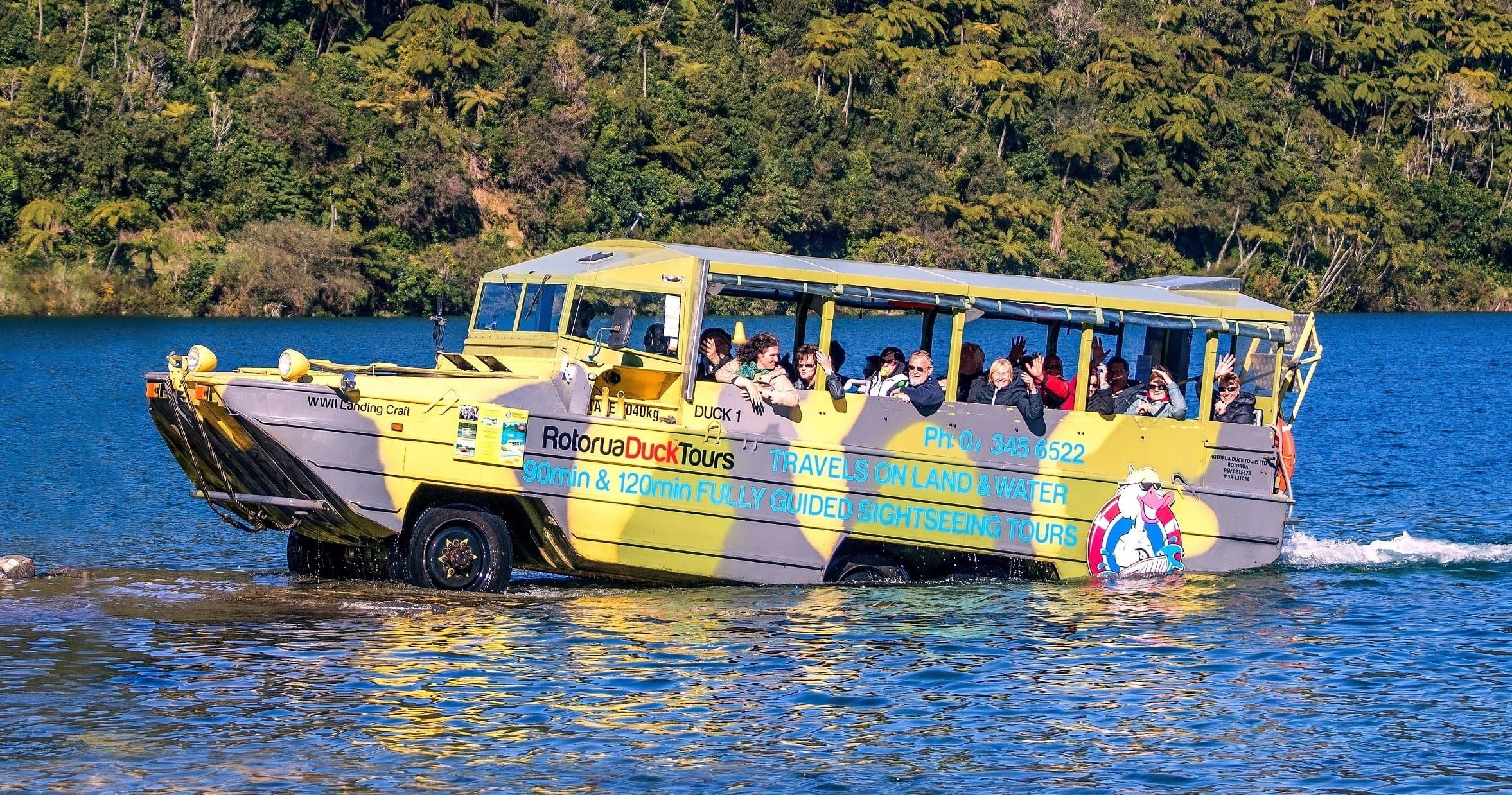 Explore Rotorua’s Lakes on a Unique Amphibious WWII Duck Tour