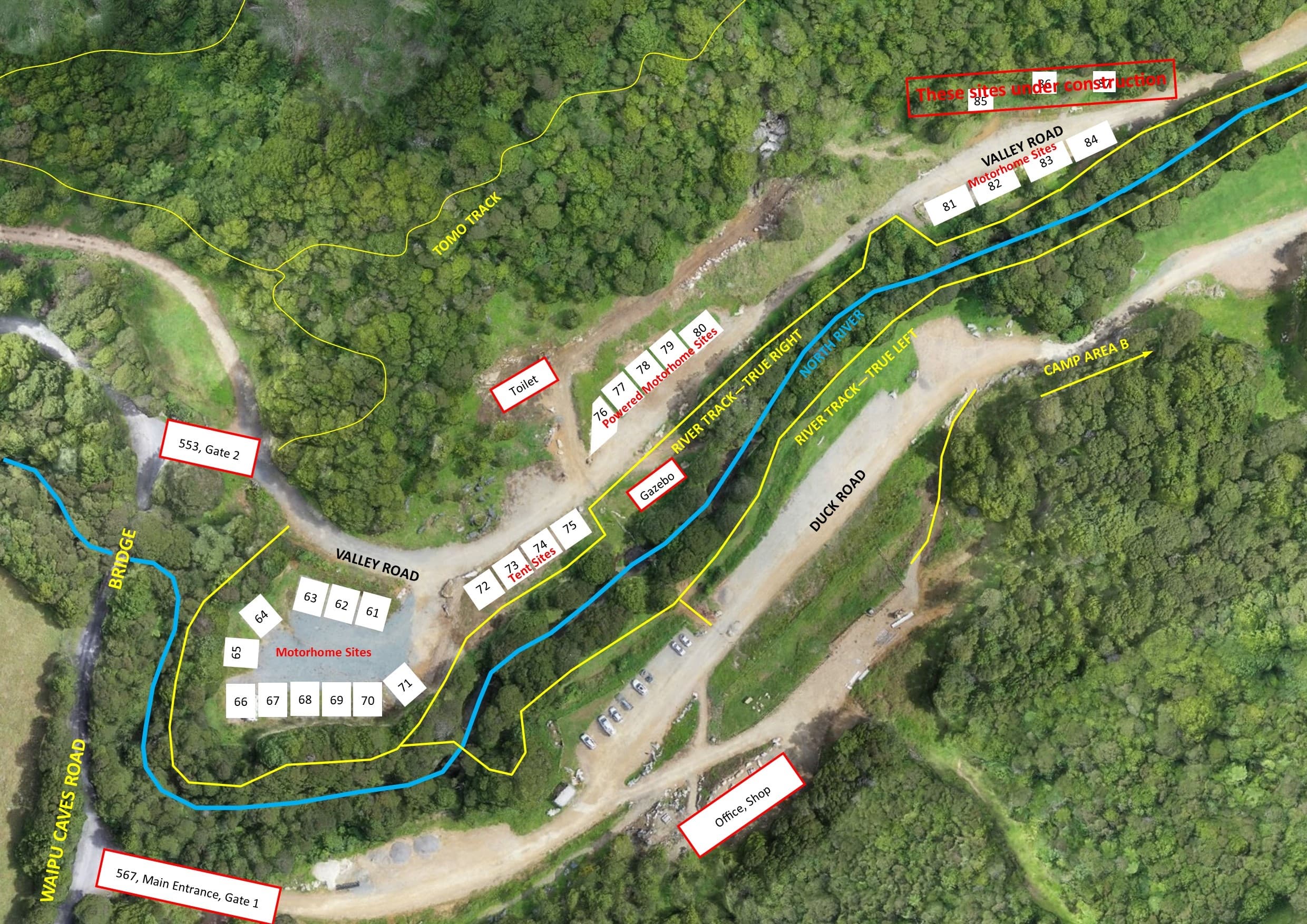 Powered Motorhome Sites at Waipu Caves Farm Park