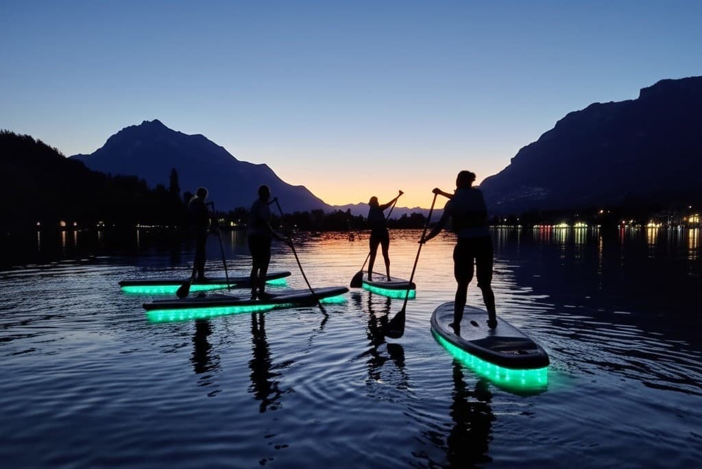 Sunset SUP & Sip: Fondue Villa's Alpine Paddle Experience