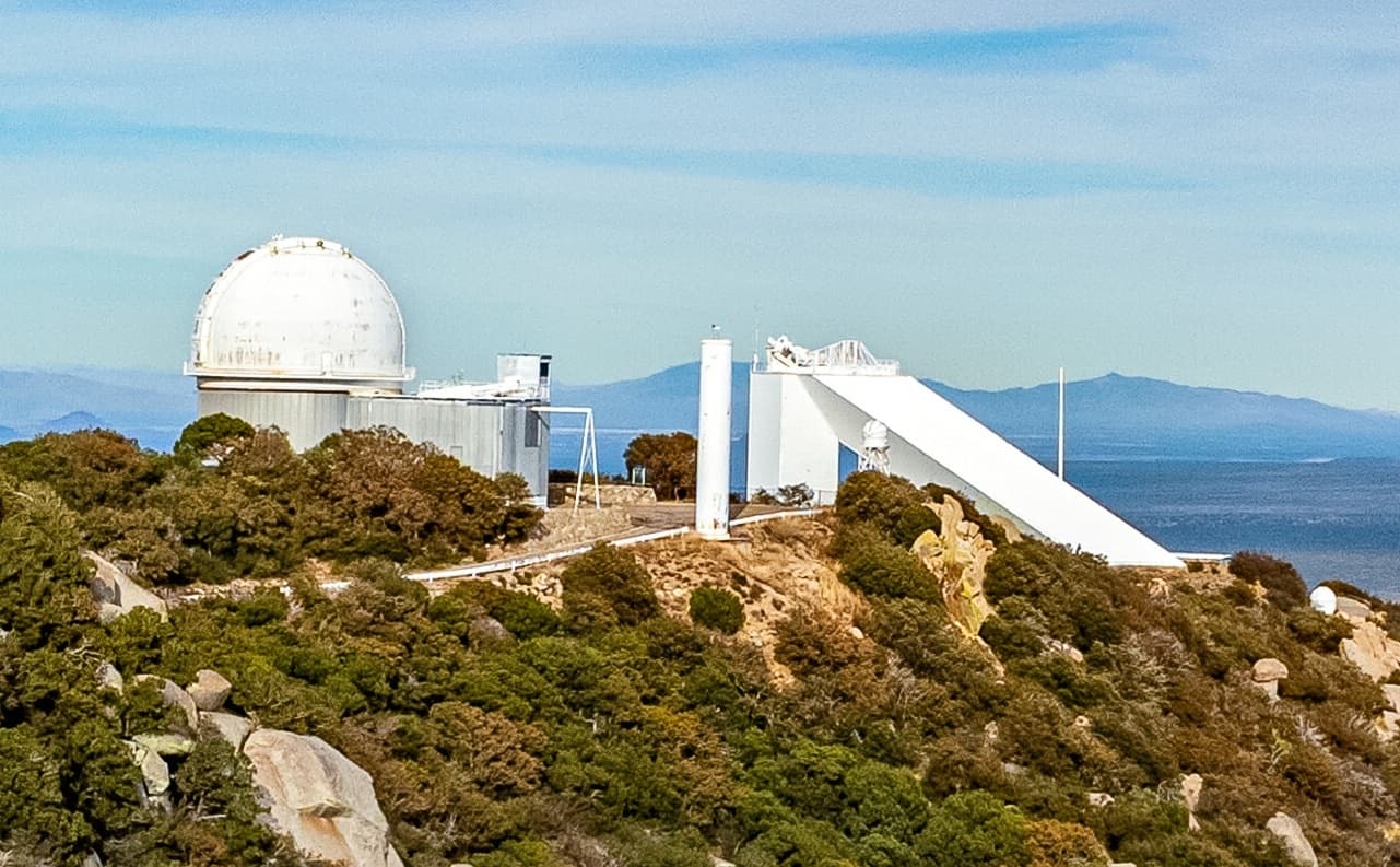 Coastal mountaintop observatories and telescopes overlooking sea