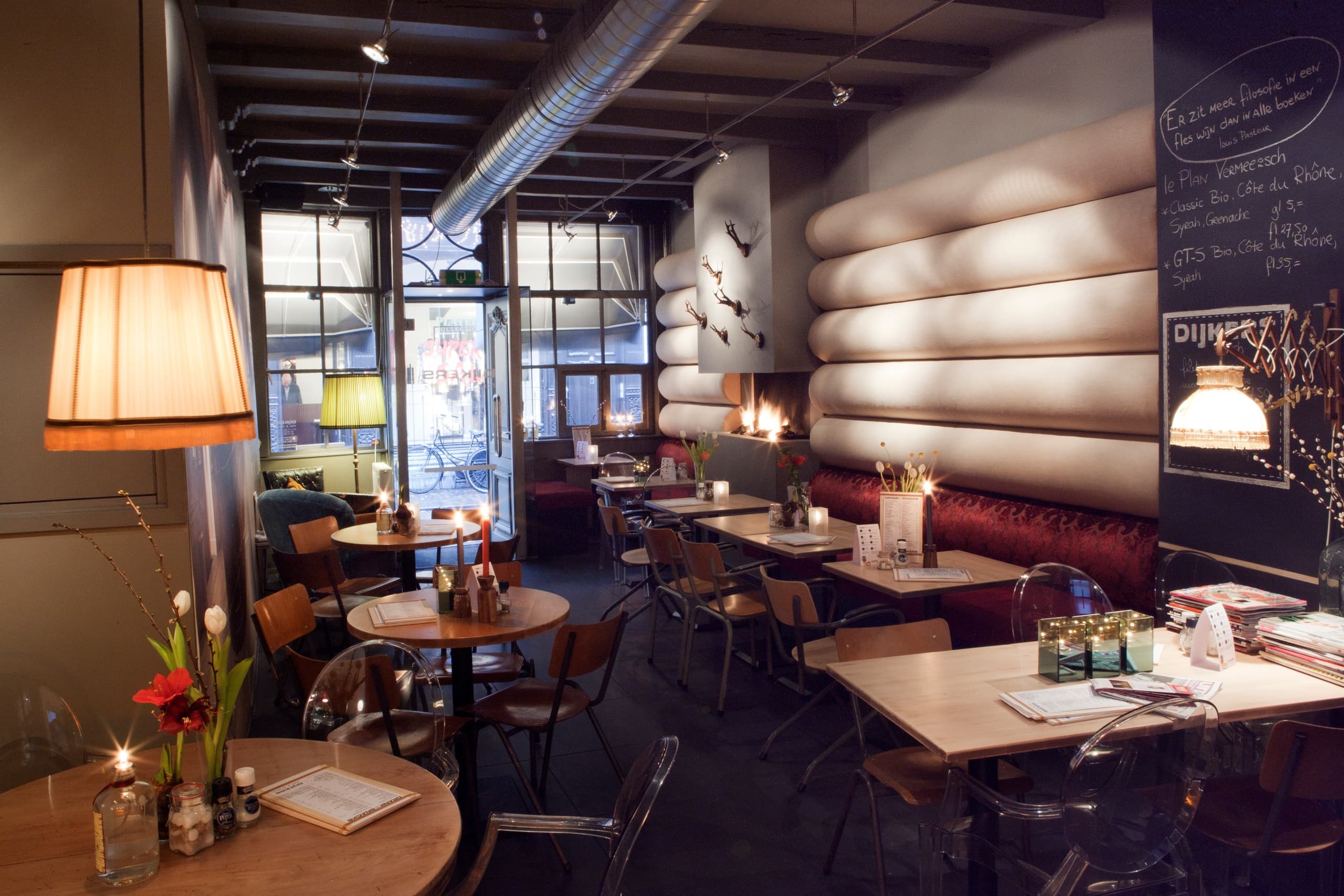 Interior of cozy Haarlem café or restaurant, indoor dining scene