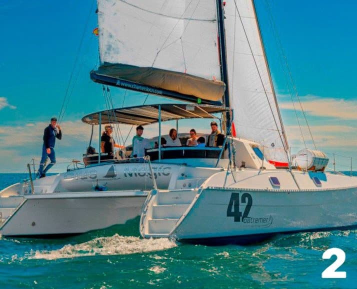Private Premium Catamaran Cruise in Barcelona: 6-Hour Mediterranean Charter