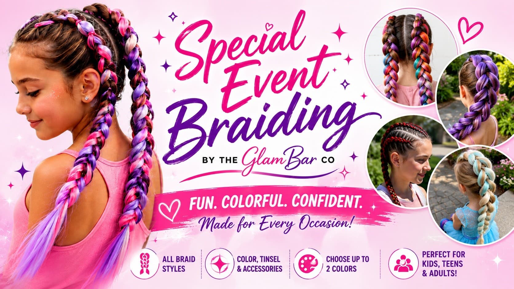Colorful Braids at Camp SkyWild: Quick Festival Braiding with The Glam Bar Co.