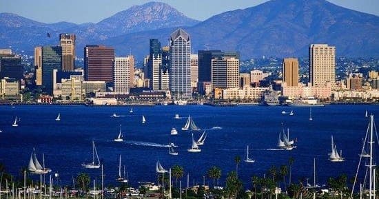 San Diego skyline with sailboats on bay scenic coastal view