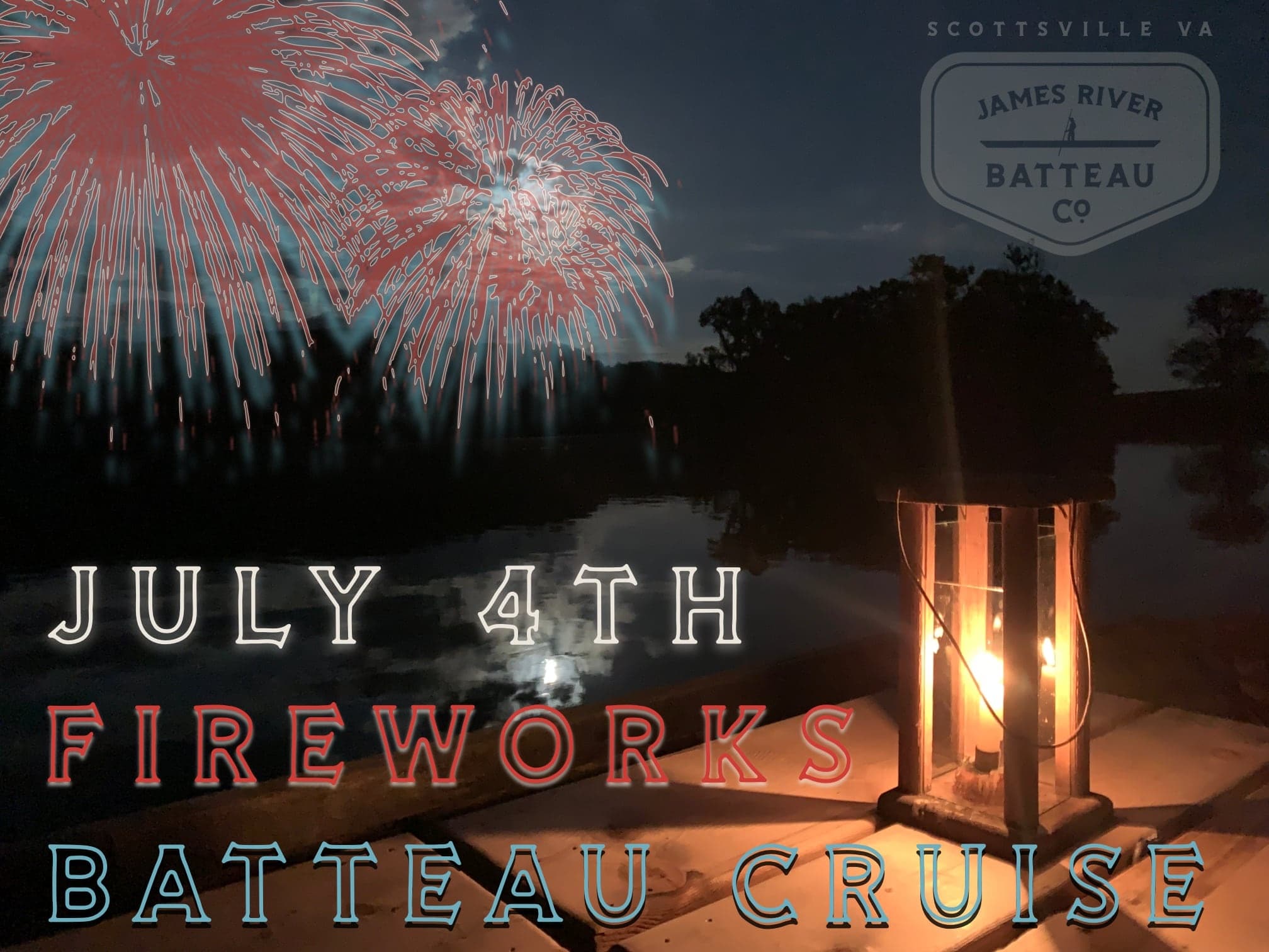 Fireworks Batteau Cruise on James River in Scottsville
