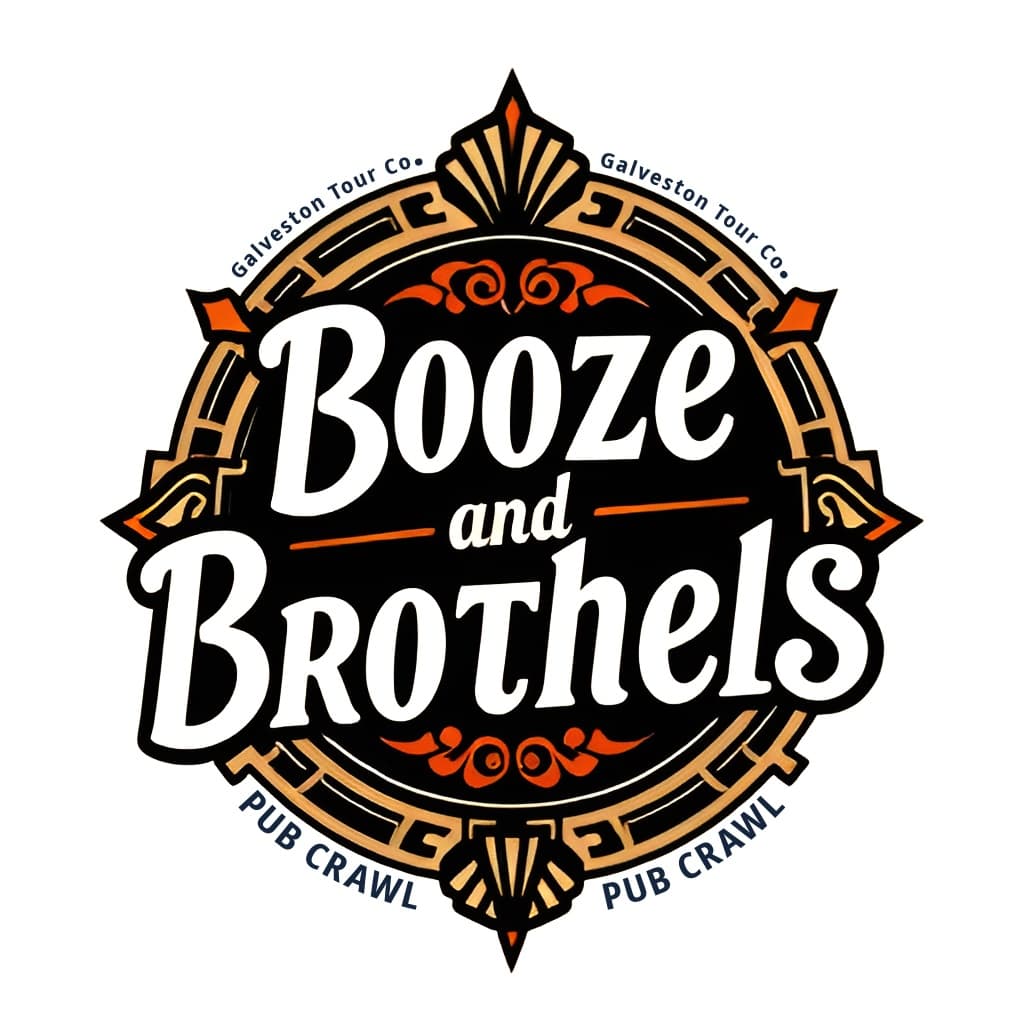 Pub crawl Booze and Brothels tour branded logo artwork