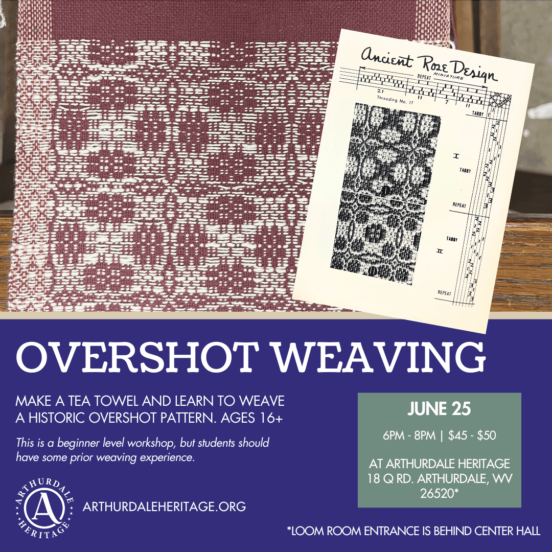 Overshot Weaving Workshop in Arthurdale, WV — Evening Loom Class at The Loom Room