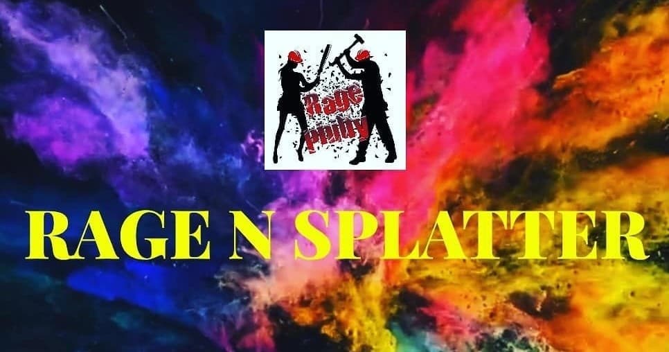 Rage N Splatter colorful banner for indoor paint party brand