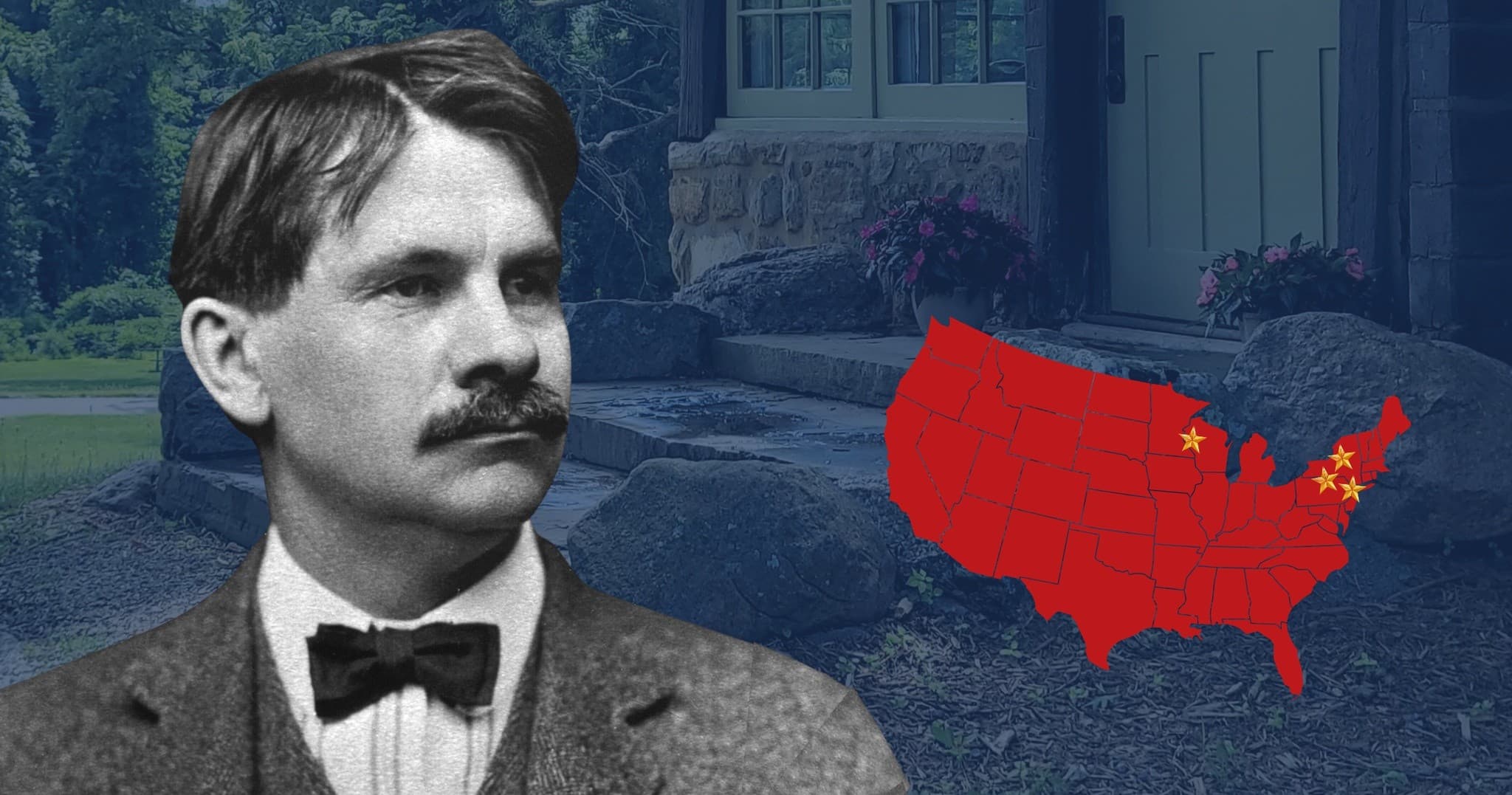 Historic Stickley portrait with U.S. map graphic