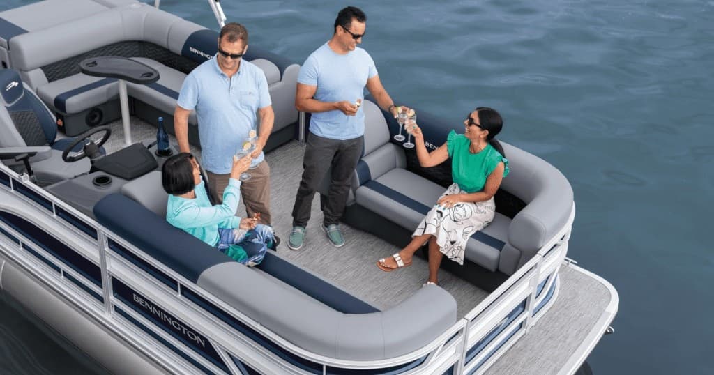 Explore Lake Placid on a Spacious Bennington 22' Pontoon Boat Rental