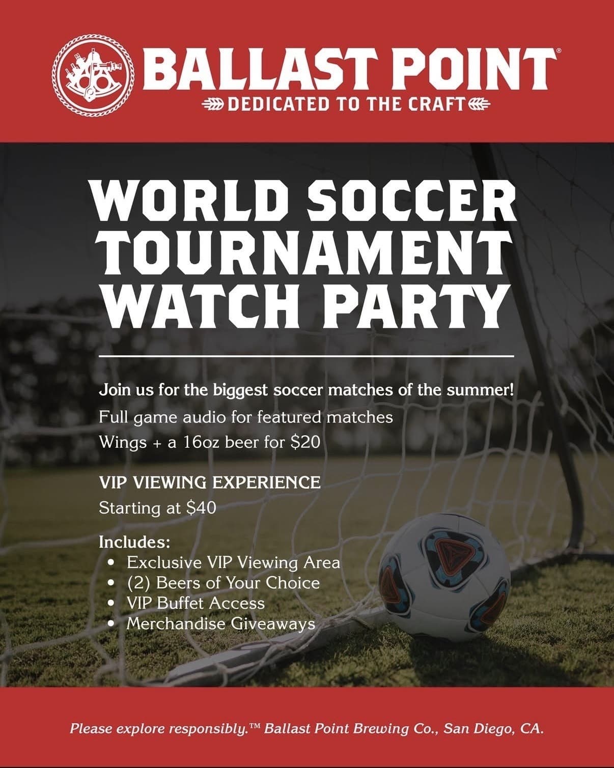 Long Beach World Tournament Soccer Watch Party: VIP Viewing, Buffet & Full Audio
