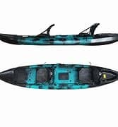 Tandem touring kayak dual-seat top and side views on white