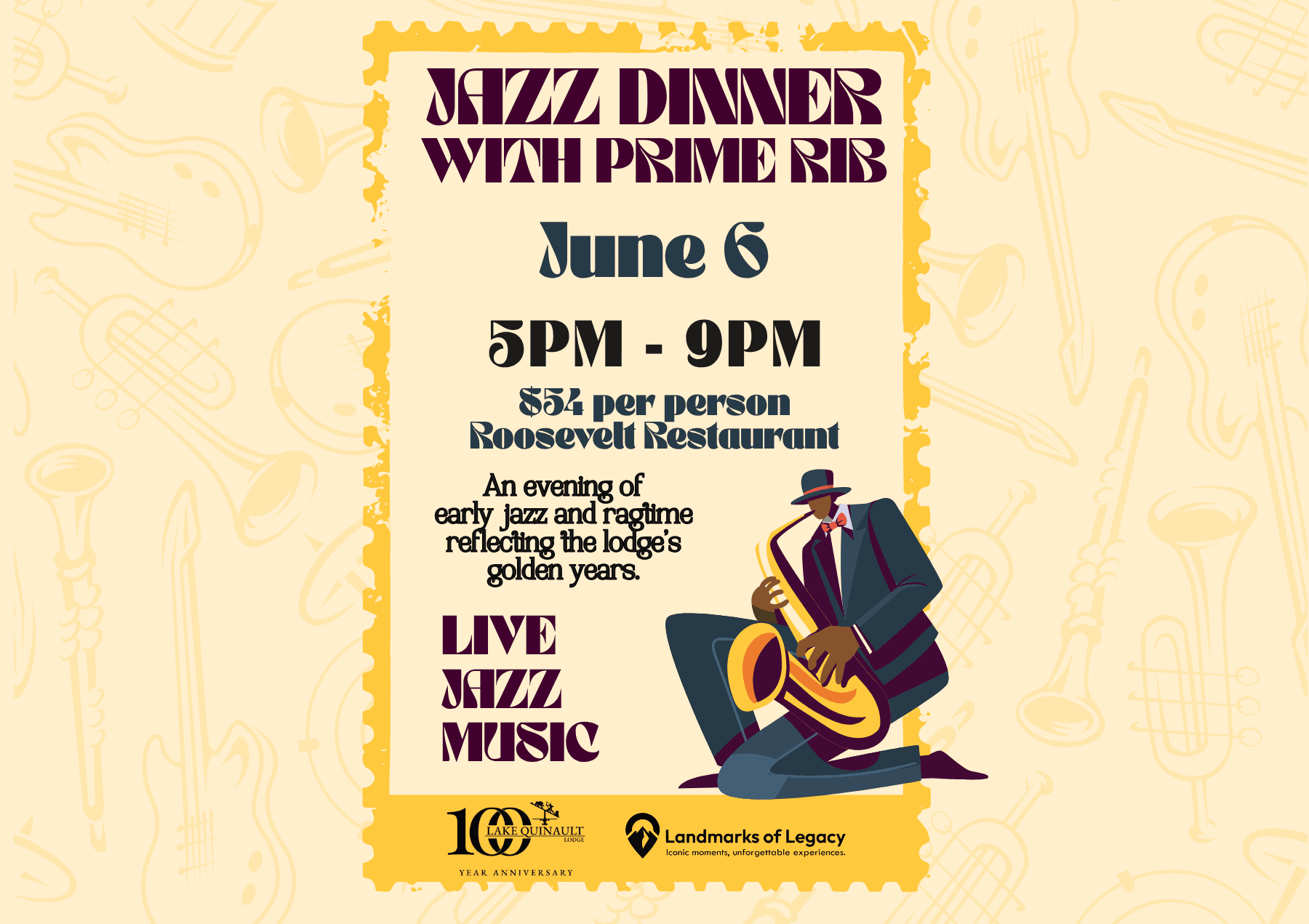 Jazz Dinner with Prime Rib at Lake Quinault Lodge — Live Ragtime and Classic Northwest Fare