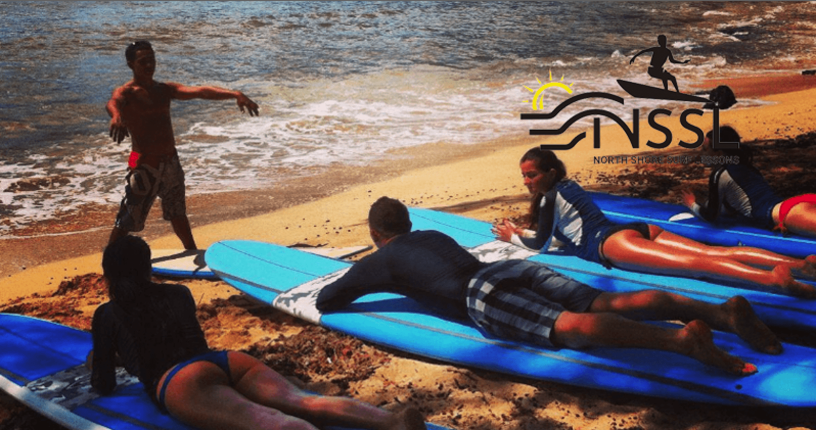 Mixed Group Surf Lesson at North Shore Surf Lessons in Haleiwa
