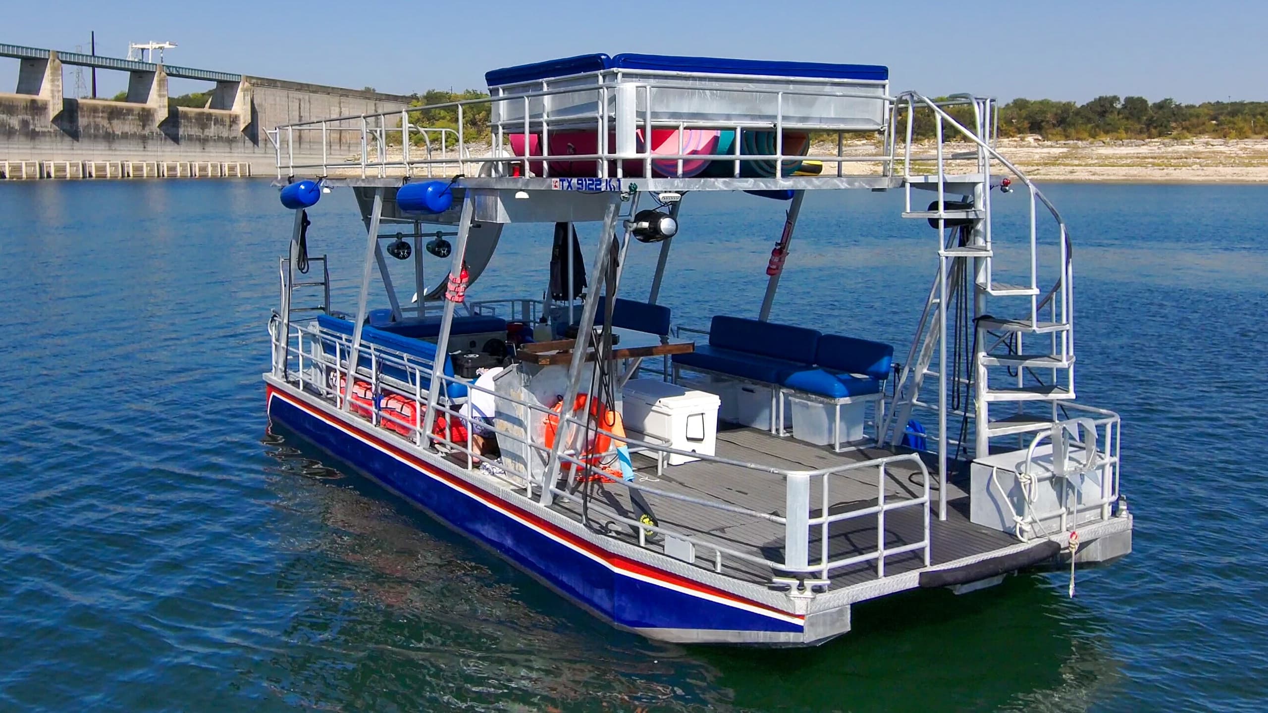 34ft Party Barge Pontoon Rental on Lake Travis, Austin