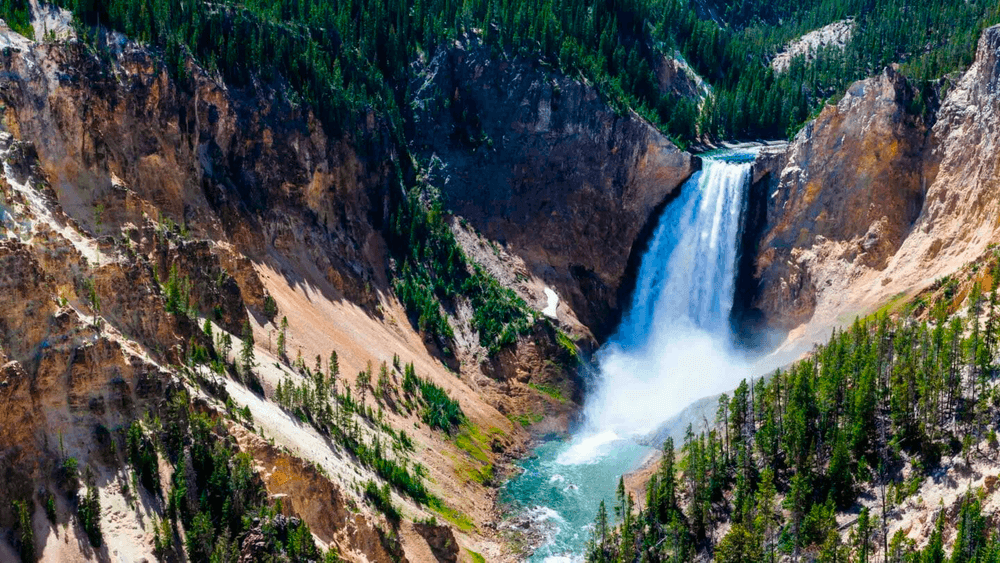 Grand Canyon of the Yellowstone waterfall and canyon overlook