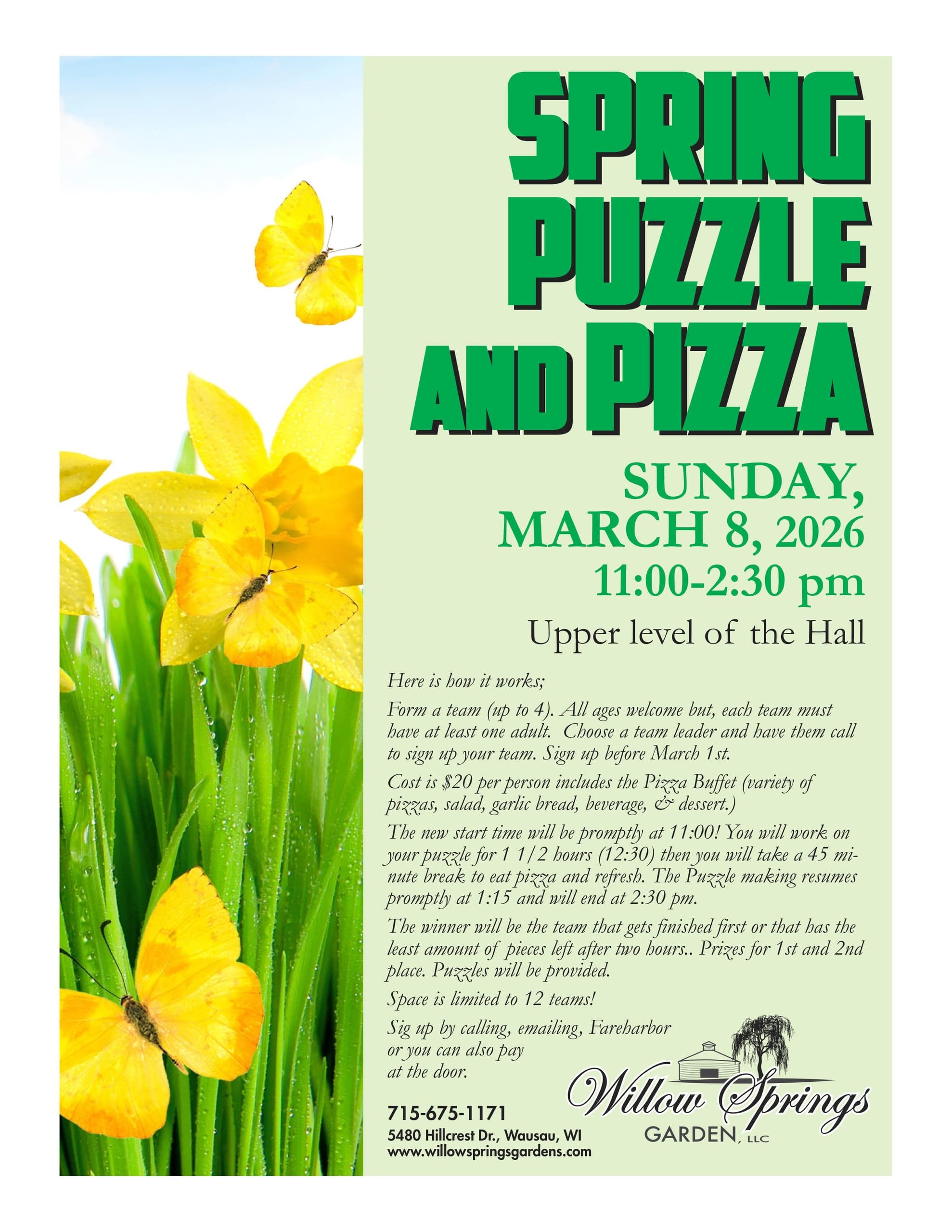 Spring Pizza and Puzzle Challenge at Willow Springs Garden in Wausau photo 1