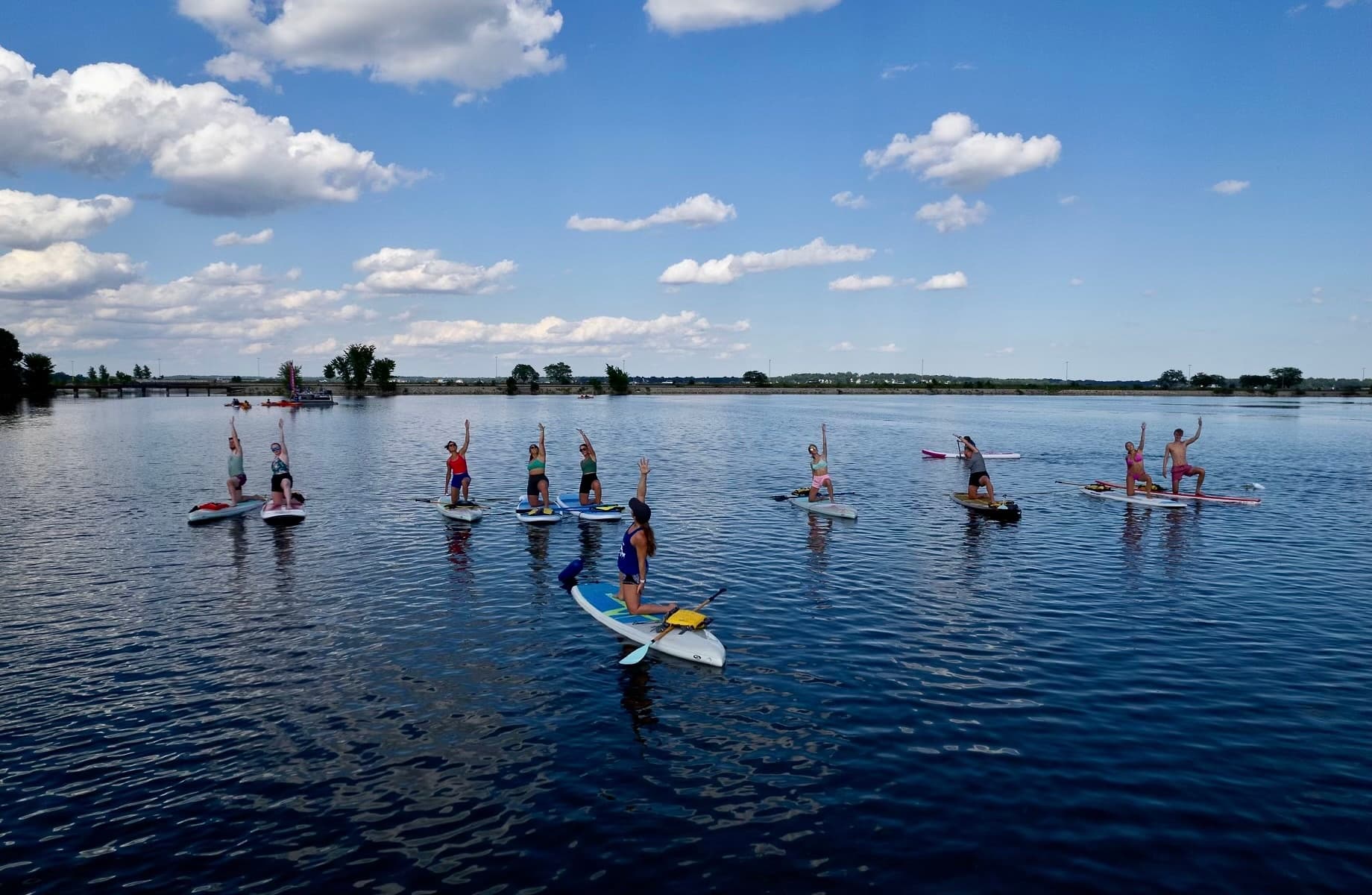 SUP Yoga on Brittingham Boats in Madison, Wisconsin