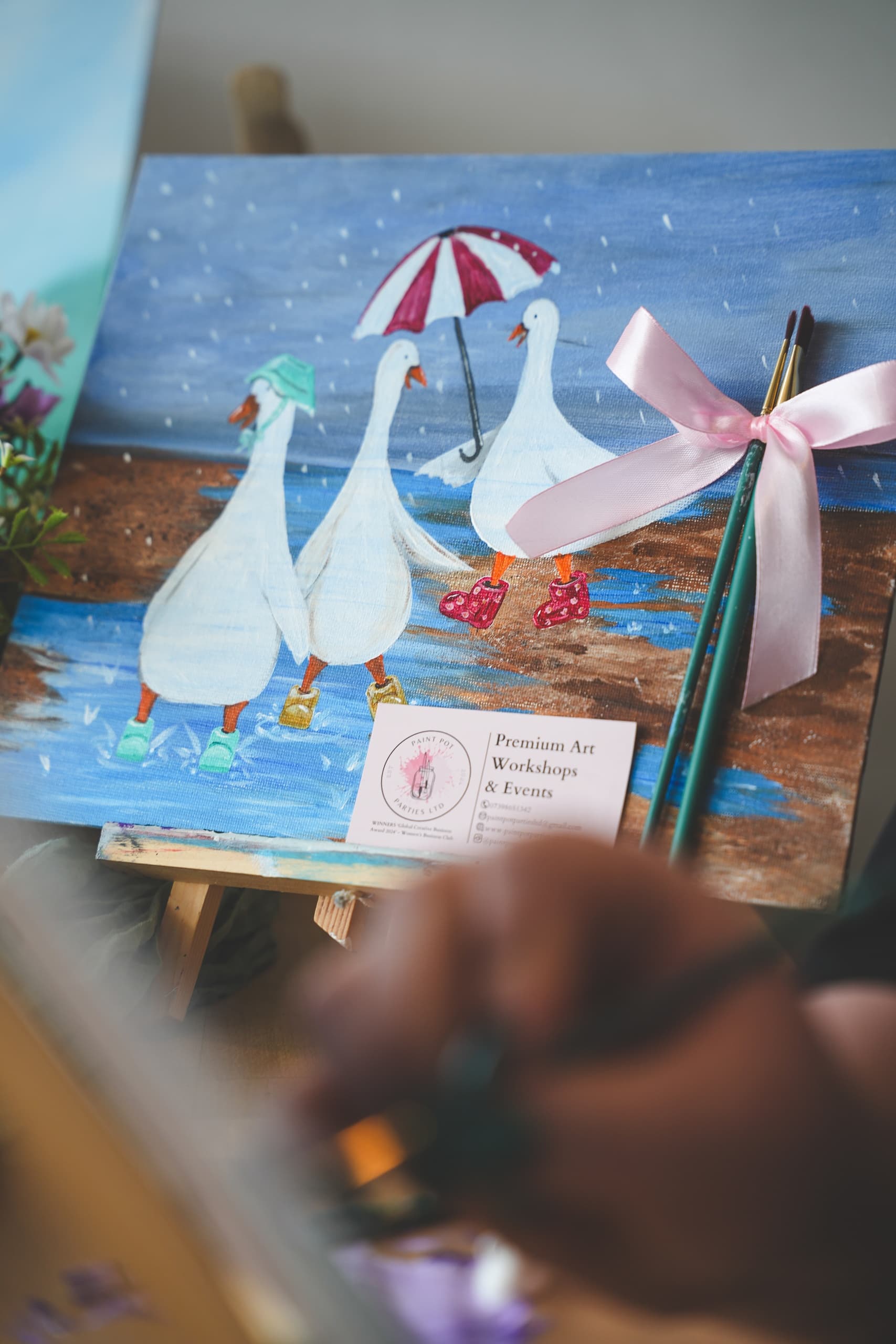 Paint & Sip at The Rose & Crown, Redmarley — Rainy Parade Workshop photo 1
