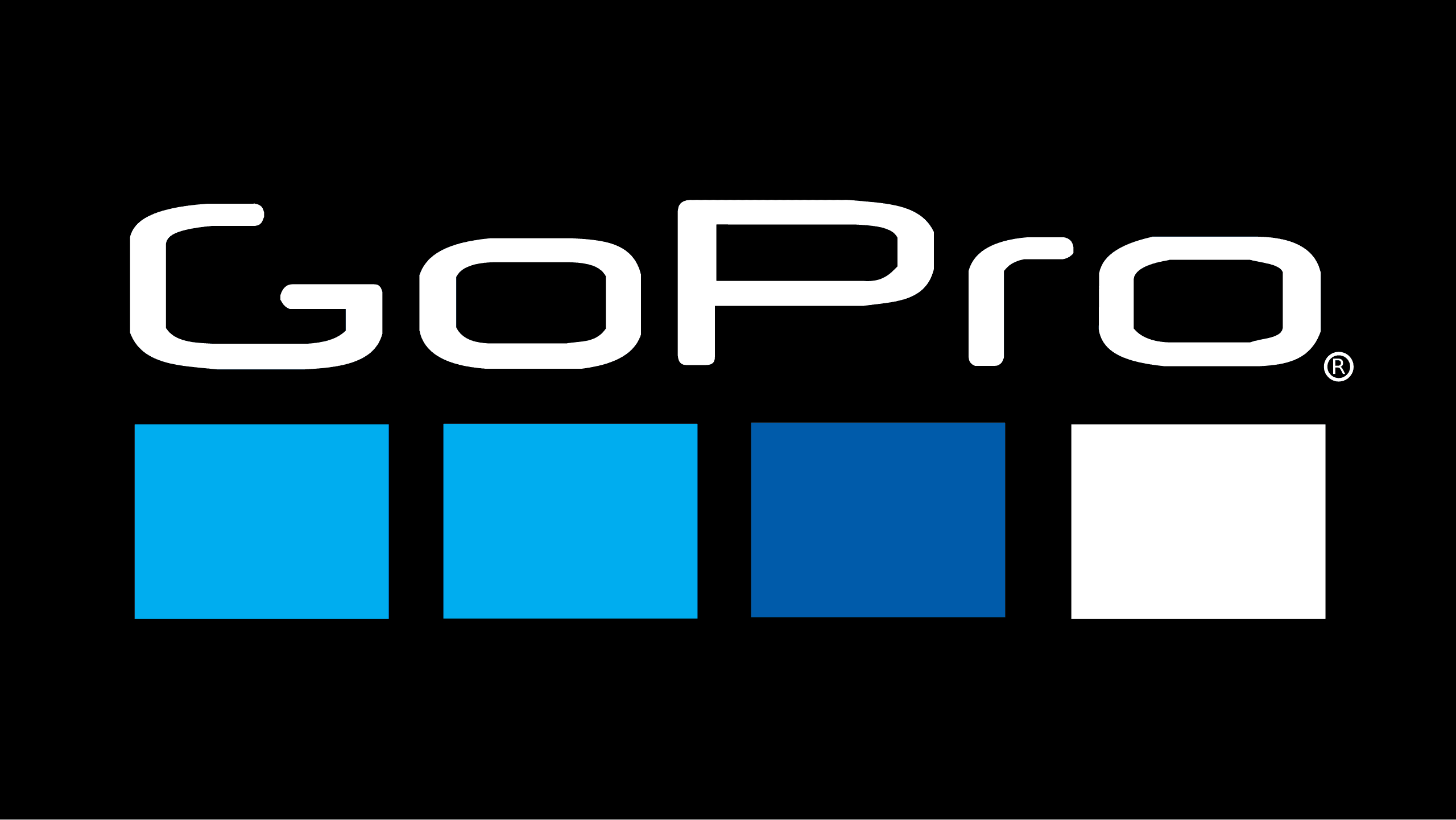 GoPro logo on black background, brand mark for action cameras
