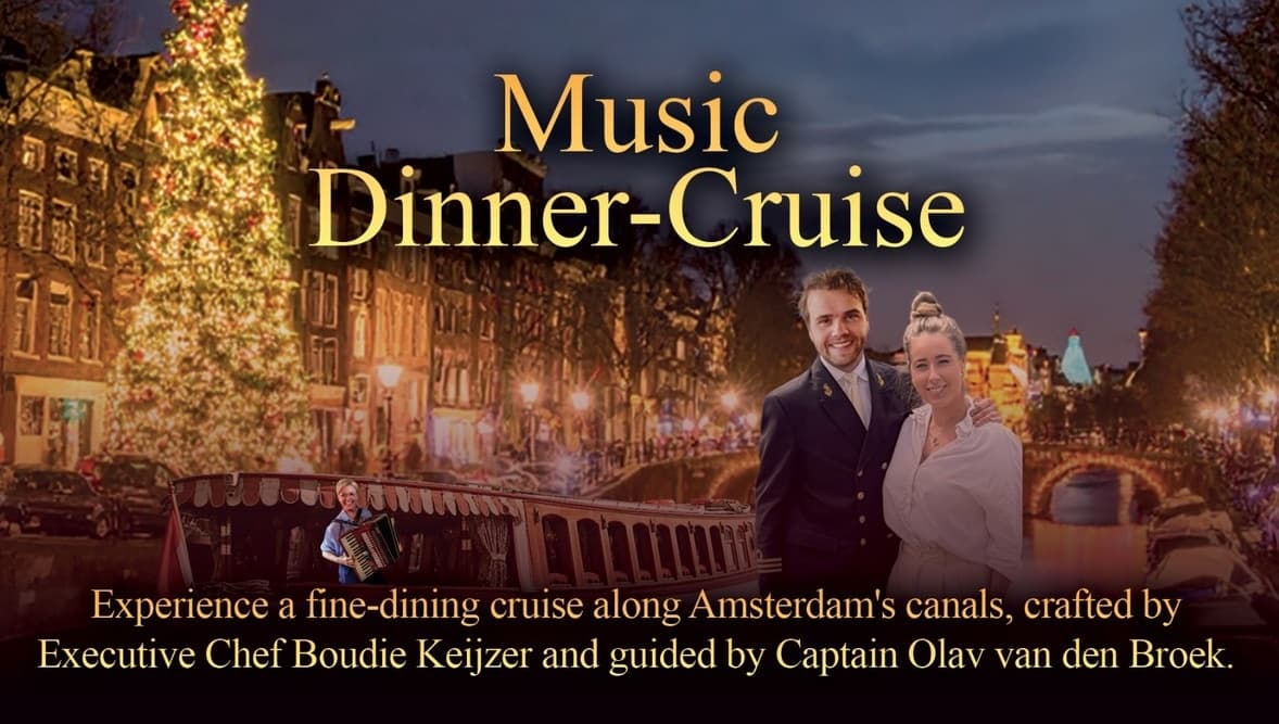 Amsterdam Canal Dinner Cruise on Salonboat Soeverein — Live Music & Four-Course Fine Dining