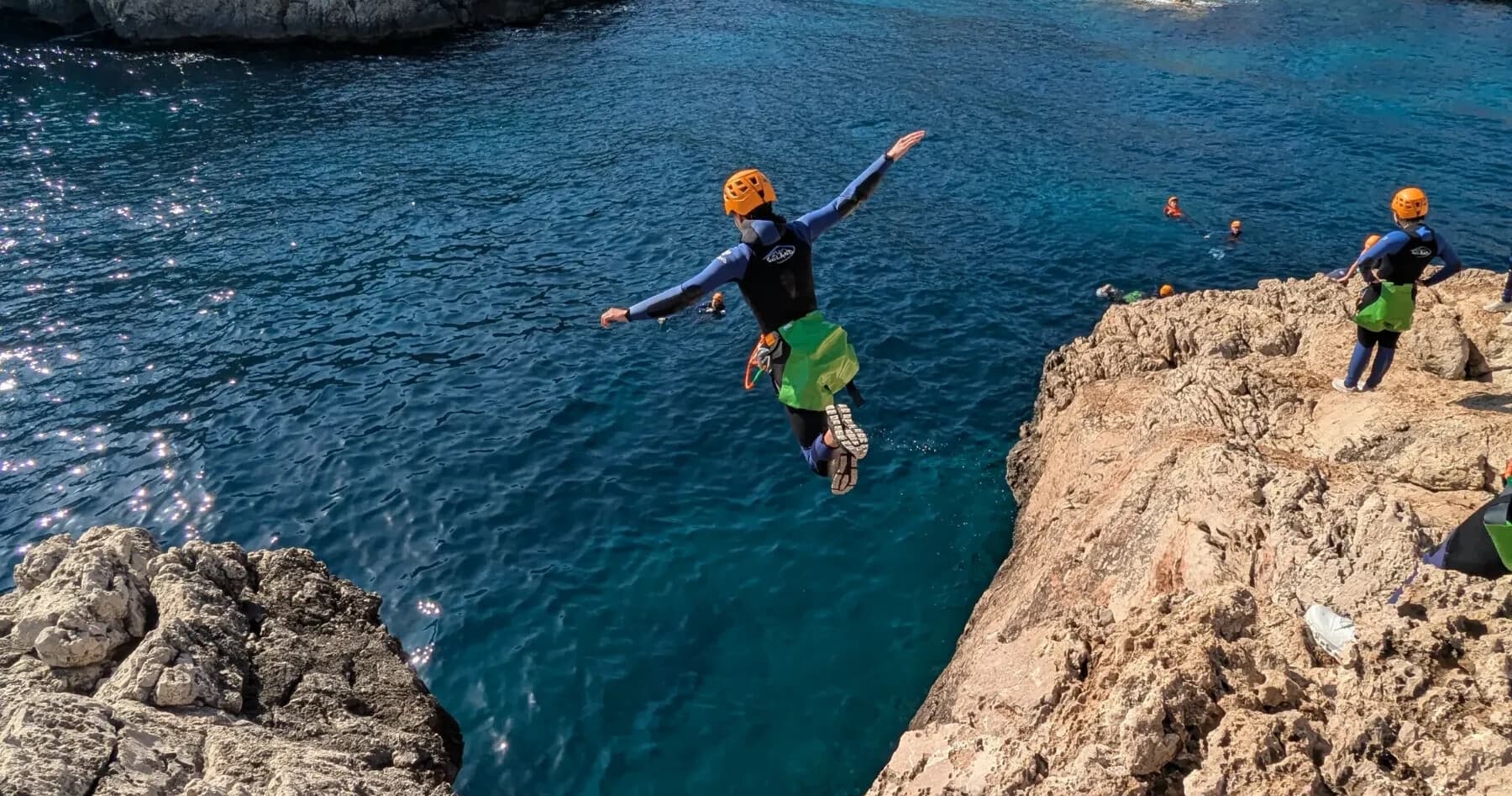 Mallorca Coasteering: Paguera Cliff Jumps, 20m Rappel & Sea Zipline