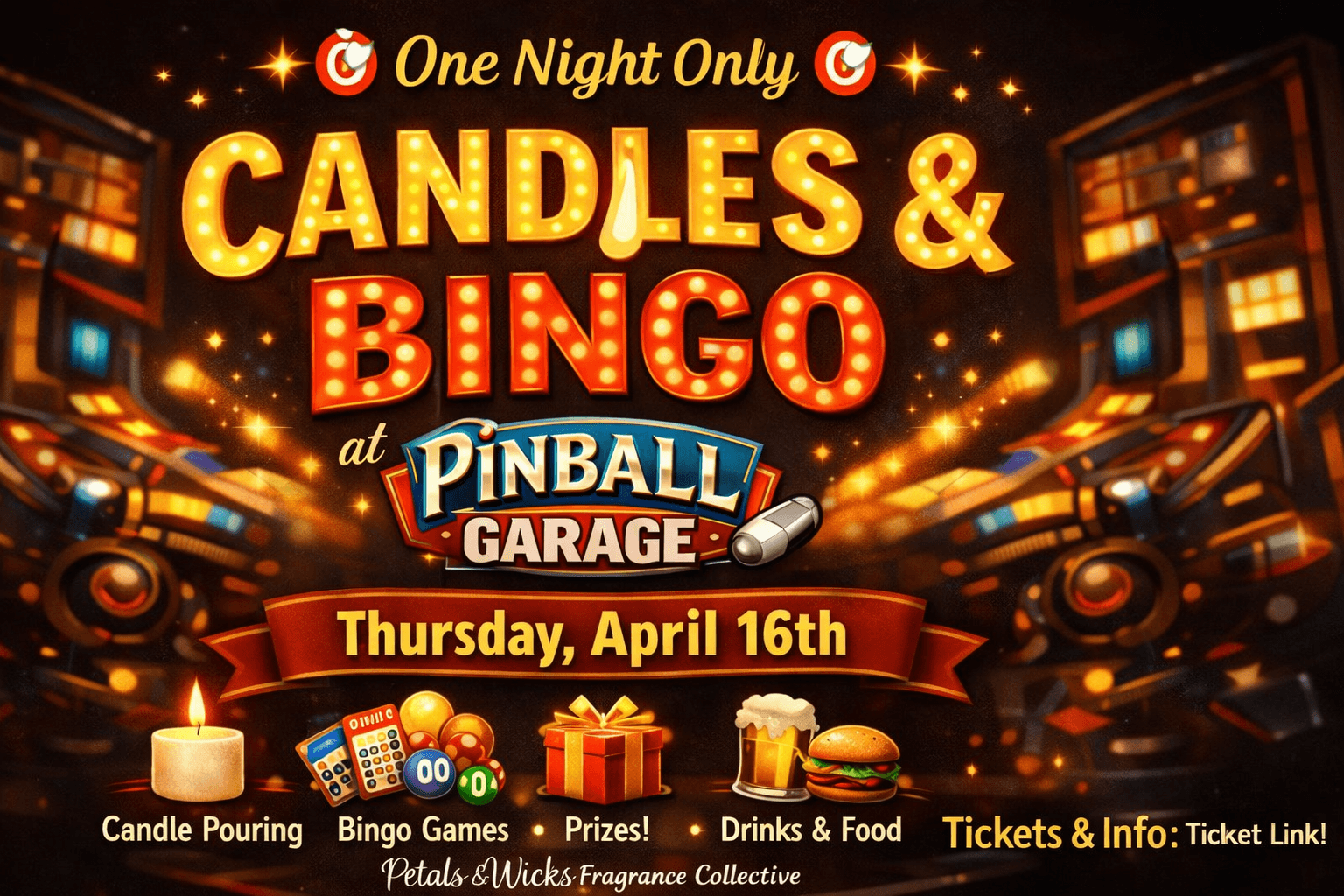 Candles & Bingo at Pinball Garage: Create a Custom Candle and Play Retro Bingo in Hamilton, Ohio