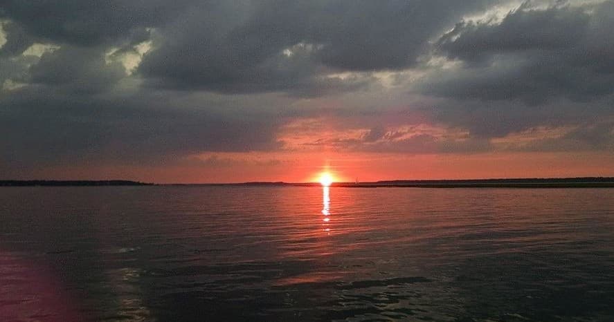 Sunset over calm saltwater marsh on Hilton Head island