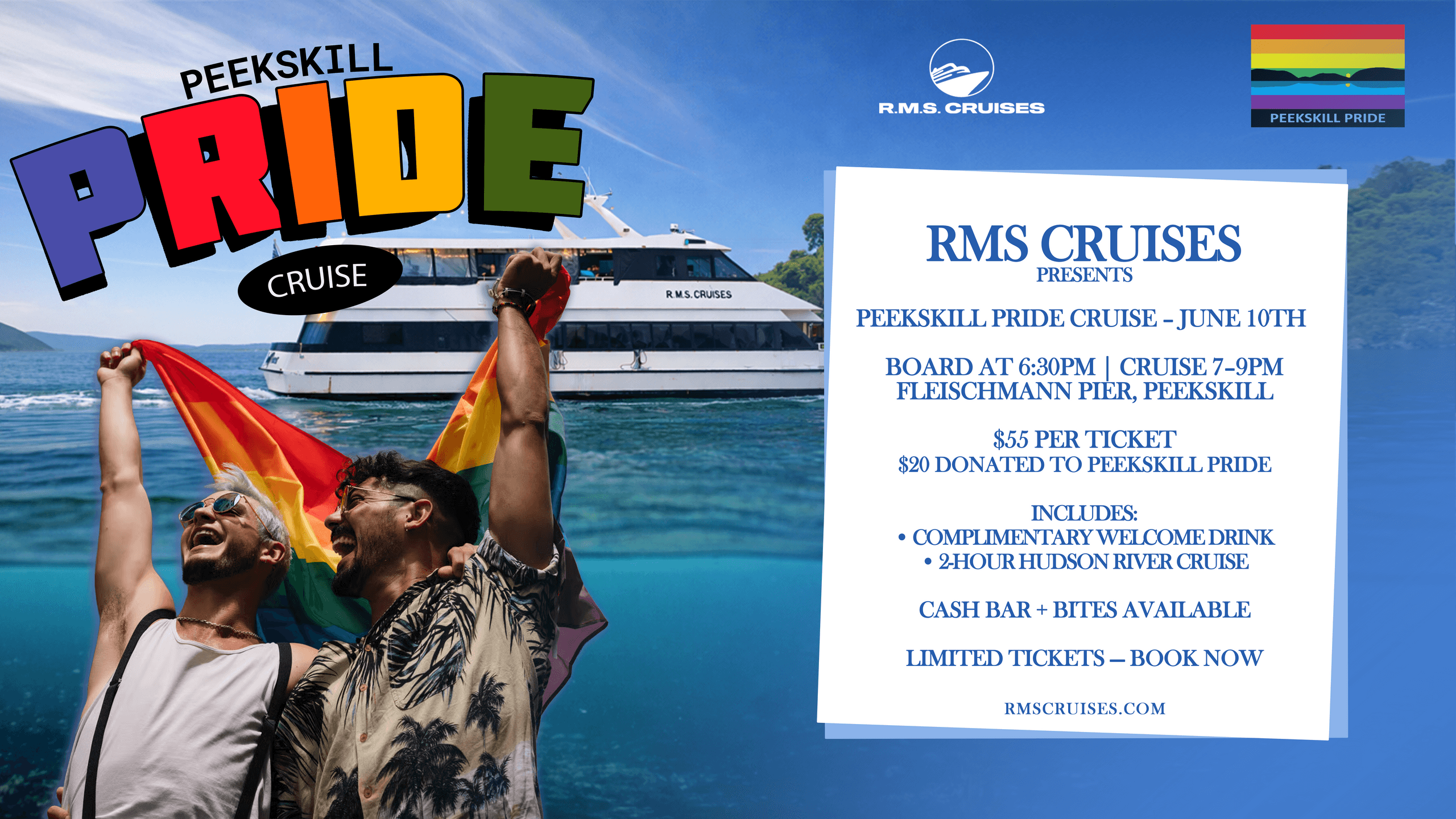 Sunset Pride Cruise on the Hudson: Peekskill Pride Celebration from Fleischmann Pier