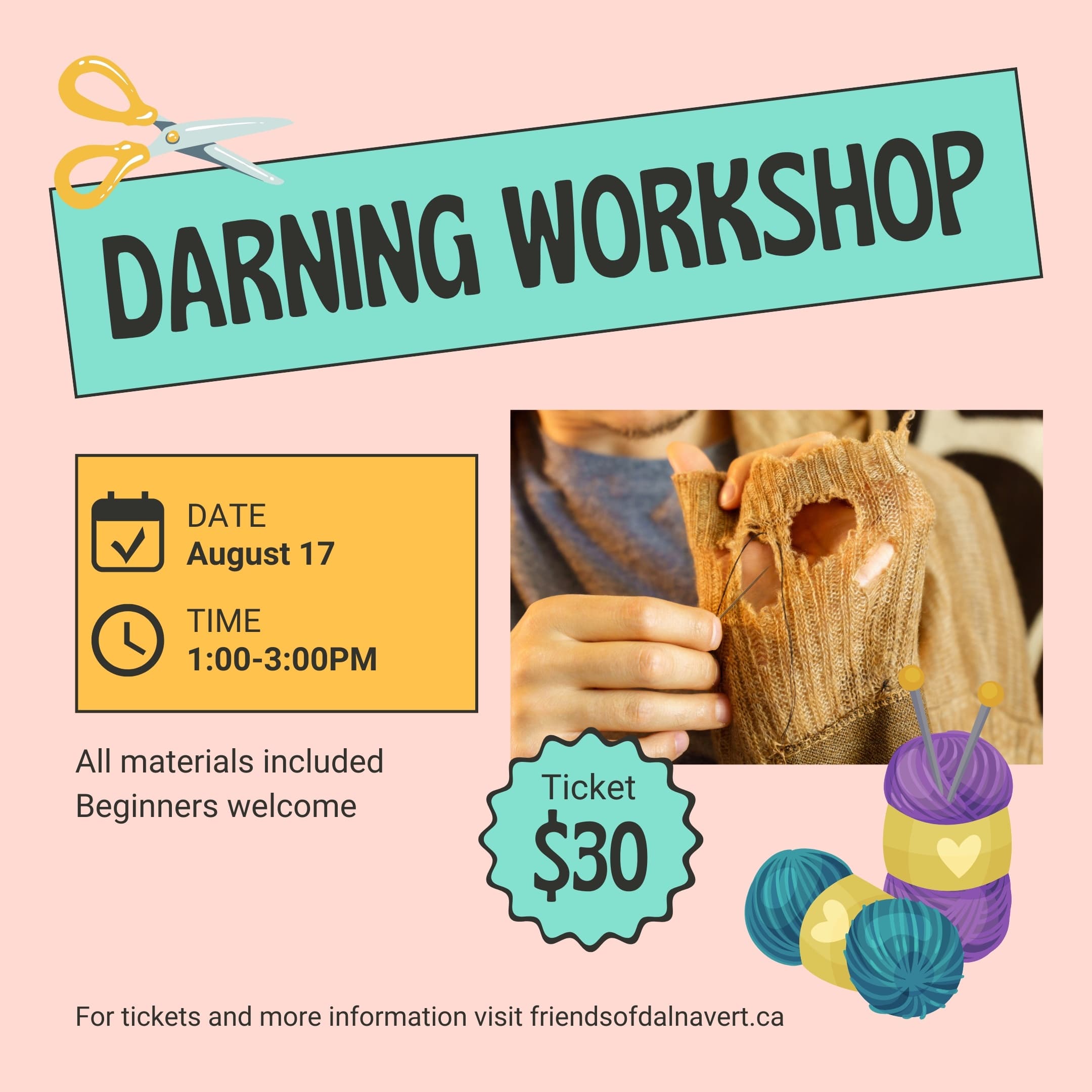 Land Adventures with Friends of Dalnavert Museum: Darning Workshop