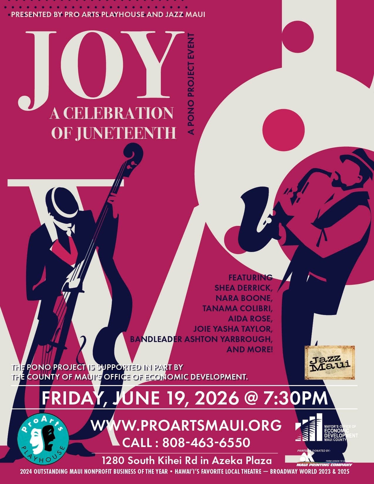 Joy: A Juneteenth Celebration in Kihei — Live Music, Aerial Dance & Poetry