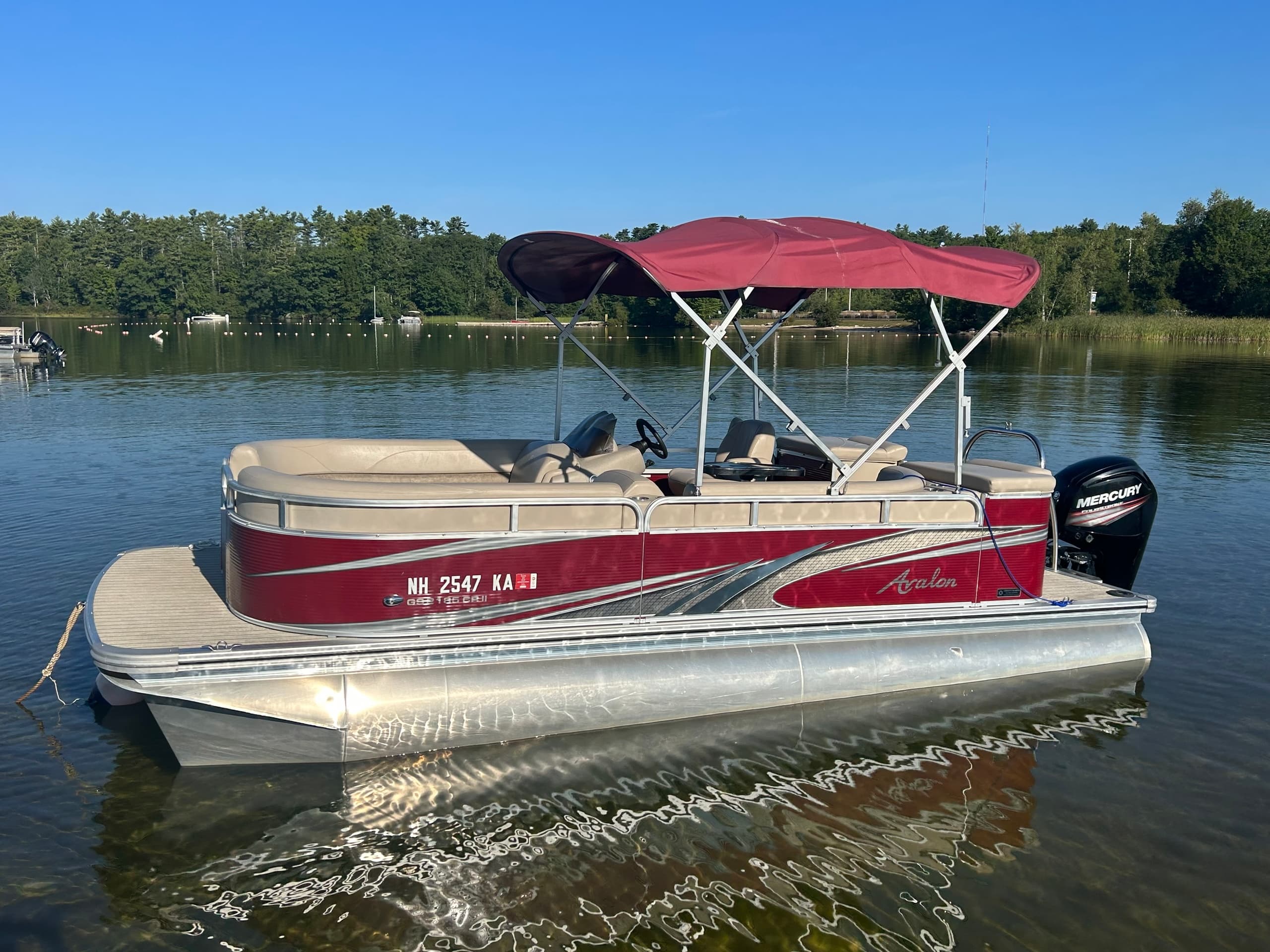 Water Activities on Sebago Lake with Nice Avalone Pontoon
