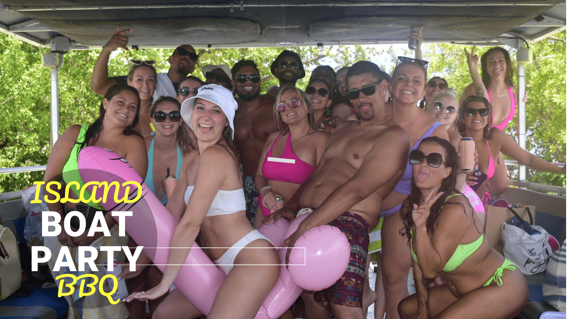 Miami Island BBQ Boat Party with Water Toys and Beach Vibes