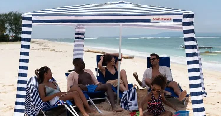Coolcabana Beach Shade Rentals in Wilmington — Wind-Powered Shade + 4 Recliners