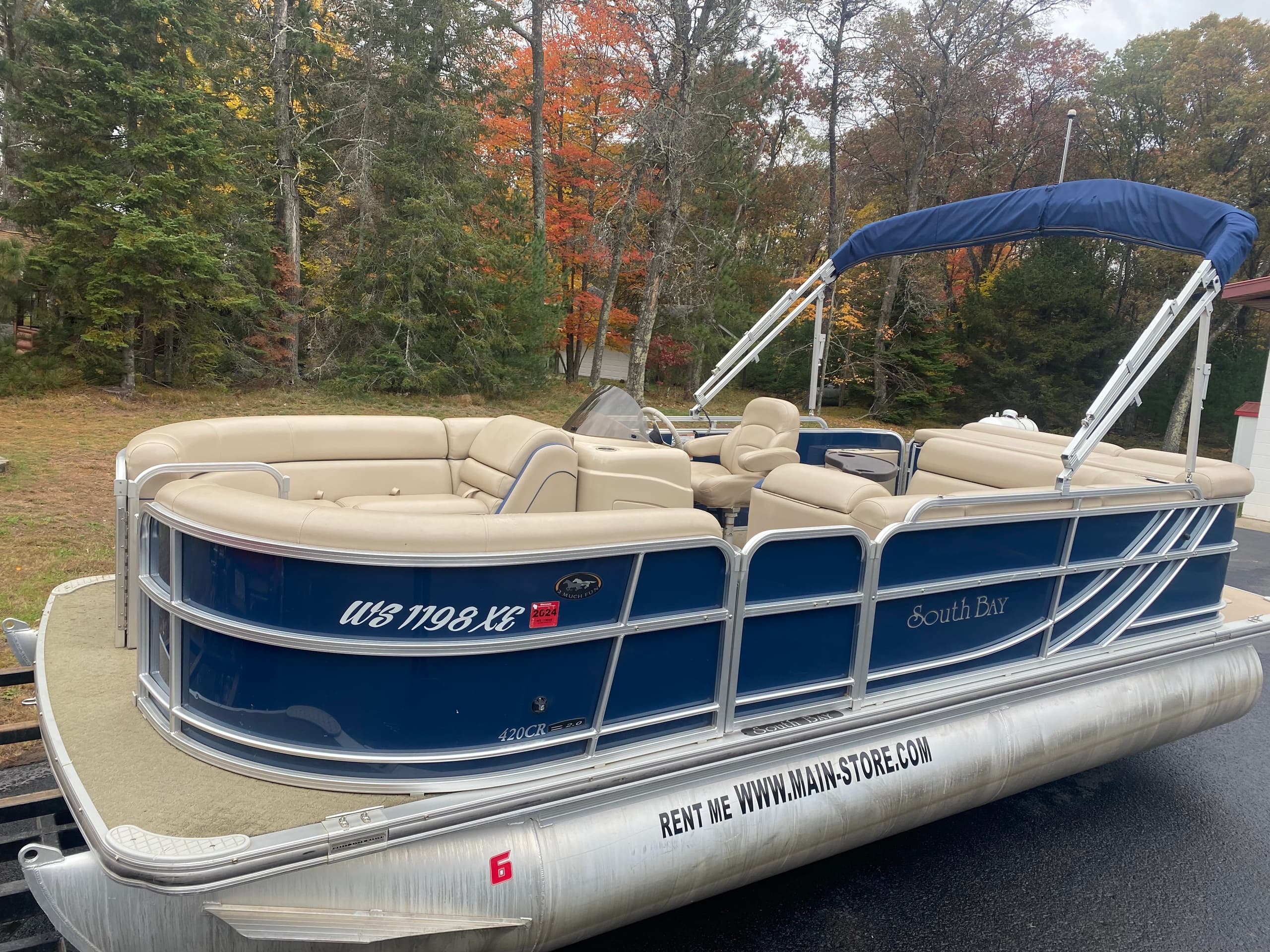 Blue Pontoon Adventure in Danbury, Wisconsin
