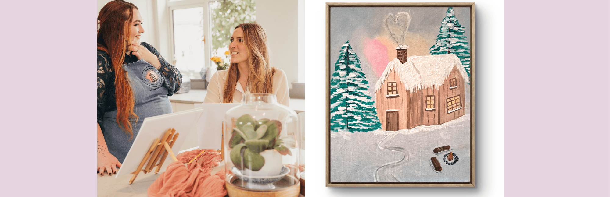 Paint and Sip Night at Churchdown Club: Winter Escape Workshop in Gloucester