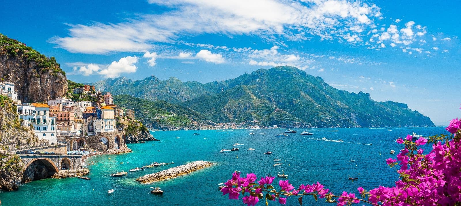 Boat charter on Mediterranean coast with turquoise sea view