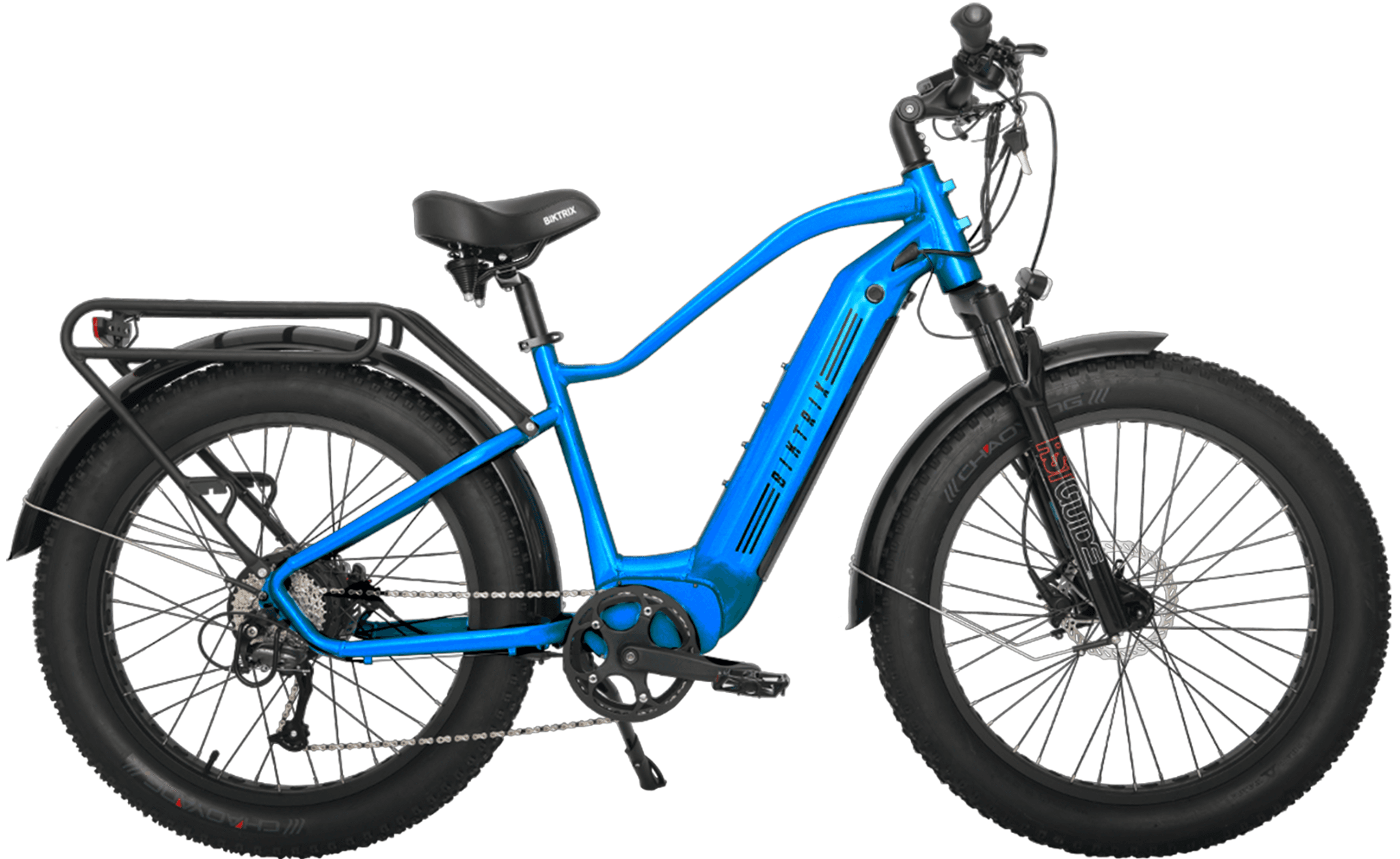 Blue step-through fat-tire e-bike for Zion Park rentals