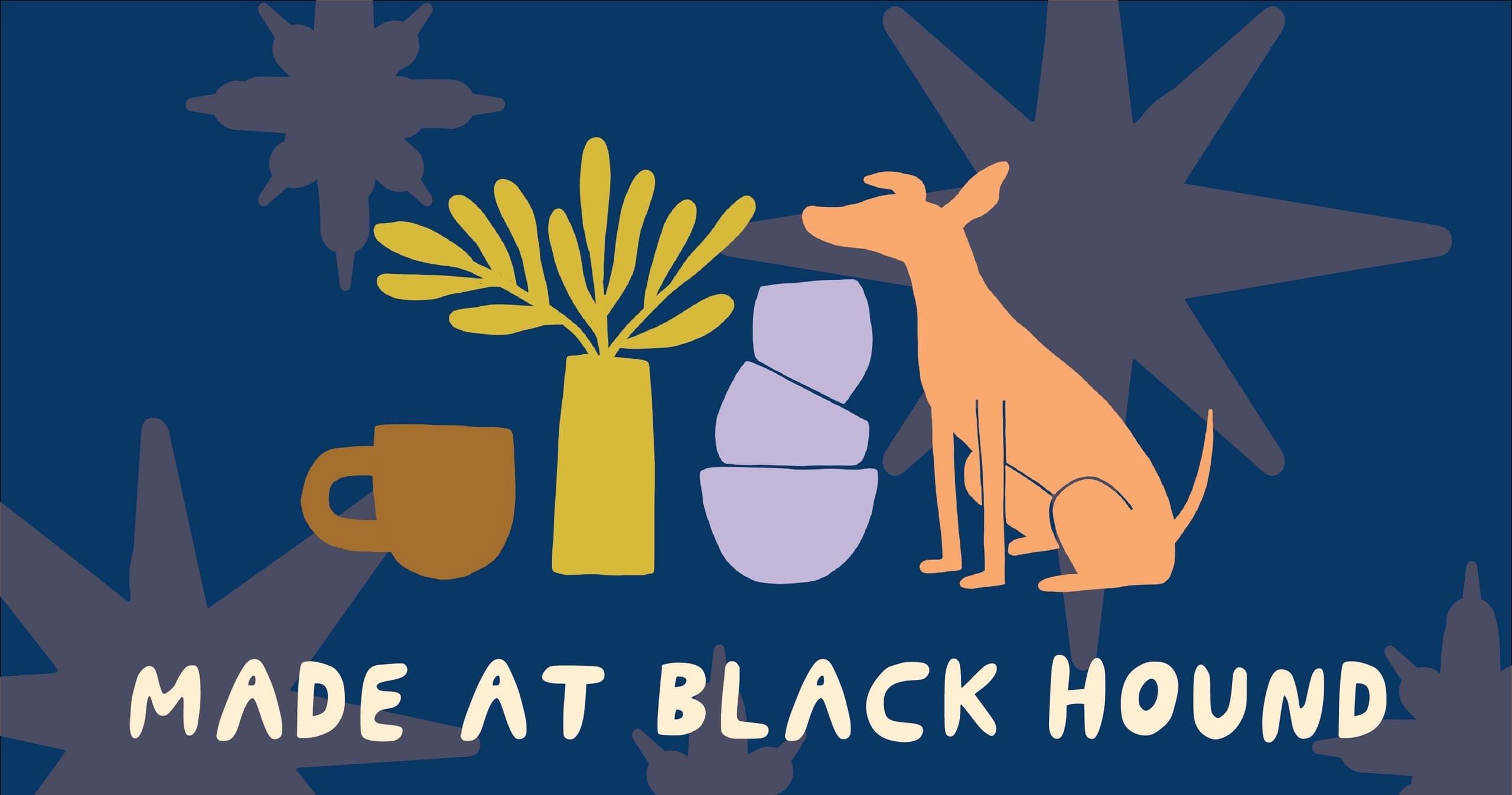 Black Hound Clay logo banner for pottery studio classes