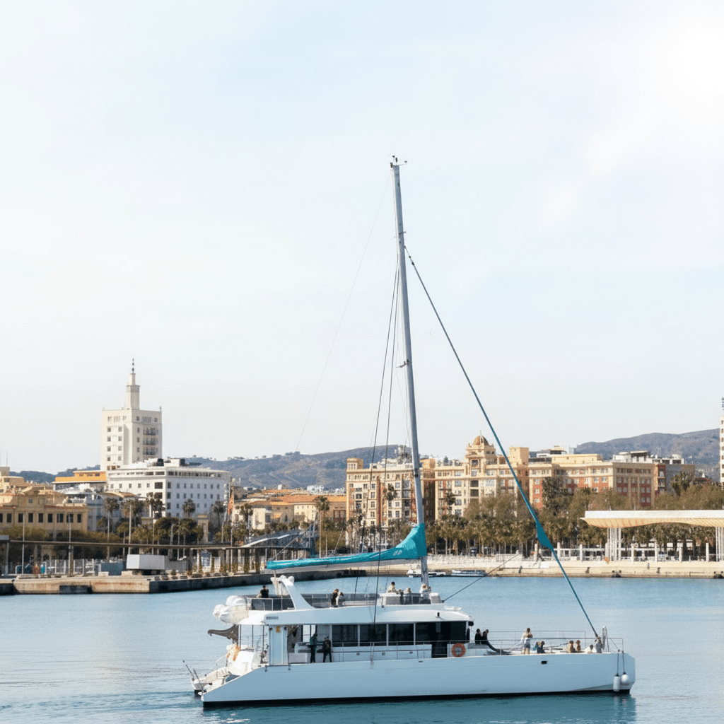 Paseo en barco al atardecer en Málaga: catamarán desde Muelle Uno photo 2