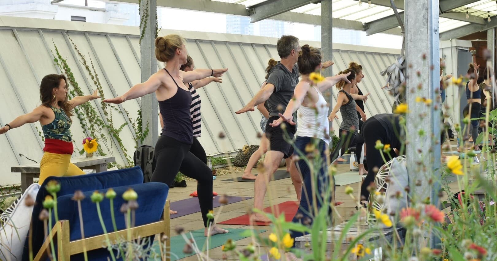 Sunset Yoga Amid Urban Greenery at Brooklyn Navy Yard Farm