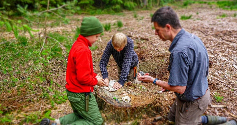 Foraging and identification workshop with group in woodland setting